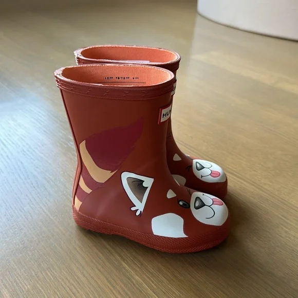Hunter Kids First Classic Panda Wellington Boots Red Panda Face - Picture 11 of 15